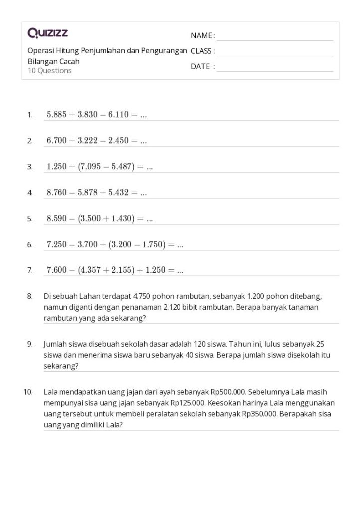 10 Rahasia Cepat Kuasai Contoh Soal Cerita Operasi Hitung Kelas 4 Agar Nilai Langsung Naik