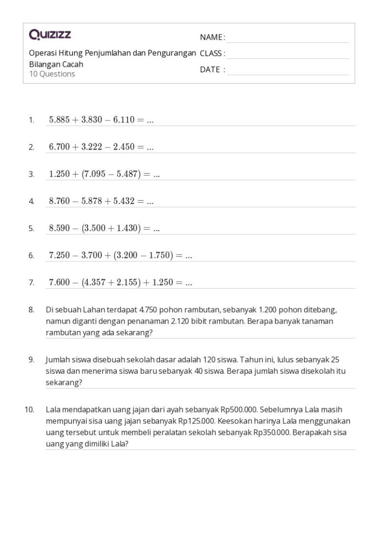 10 Rahasia Cepat Kuasai Contoh Soal Cerita Operasi Hitung Kelas 4 Agar Nilai Langsung Naik