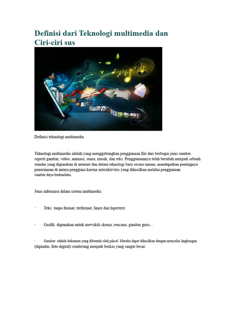 Definisi dan Ciri Teknologi Multimedia PDF Definisi dan Ciri Teknologi Multimedia PDF