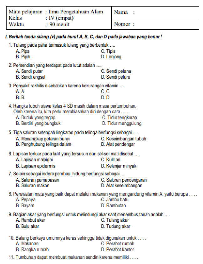 Soal Ipa Kelas 4 Semester 1 - Piffle me Soal Ipa Kelas 4 Semester 1 - Piffle me