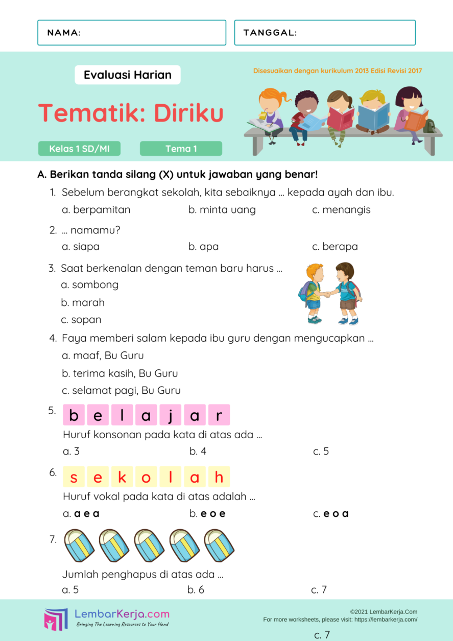 Memahami Lingkungan Sekitar Contoh Soal Ulangan Harian Kelas 1 Tema 4