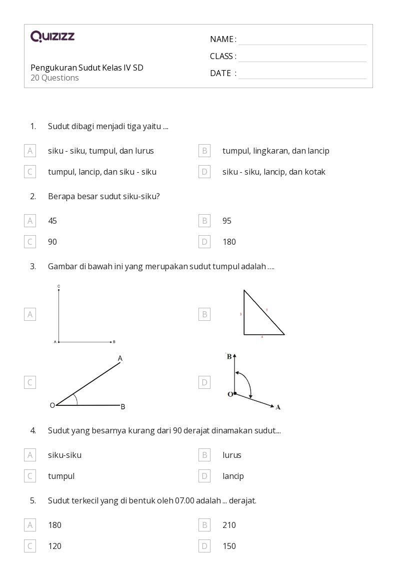 50 lembar kerja Sudut untuk Kelas 6 di Quizizz Gratis Dapat Dicetak 50 lembar kerja Sudut untuk Kelas 6 di Quizizz Gratis Dapat Dicetak
