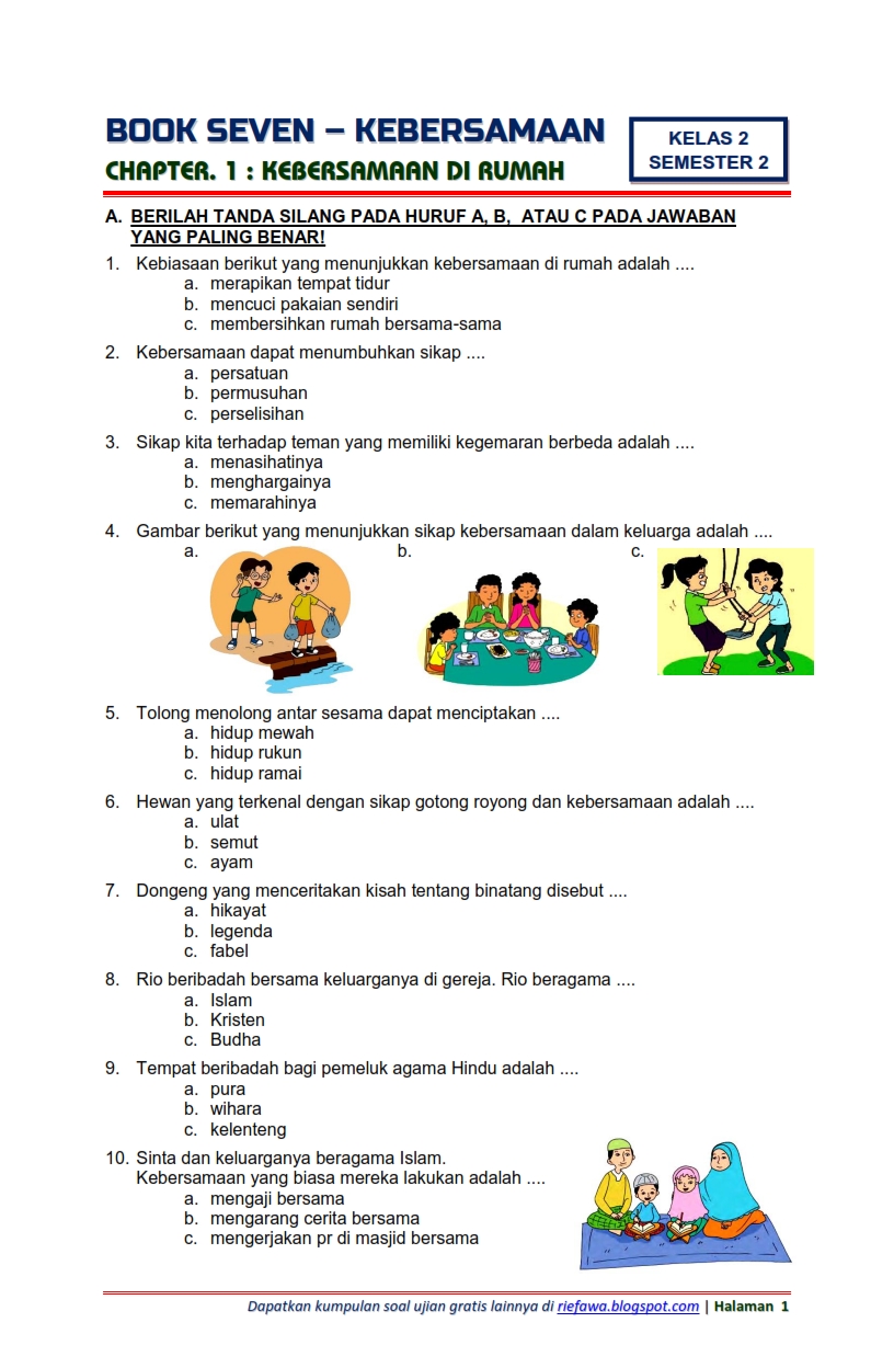 Asyiknya Belajar Angka dan Kata Latihan Soal Kelas 1 Tema 1 Subtema 4