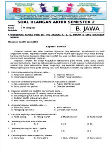 PDF Soal Uas Bahasa Jawa Kelas 4 SD Semester 2 Dan Kunci Jawabannya