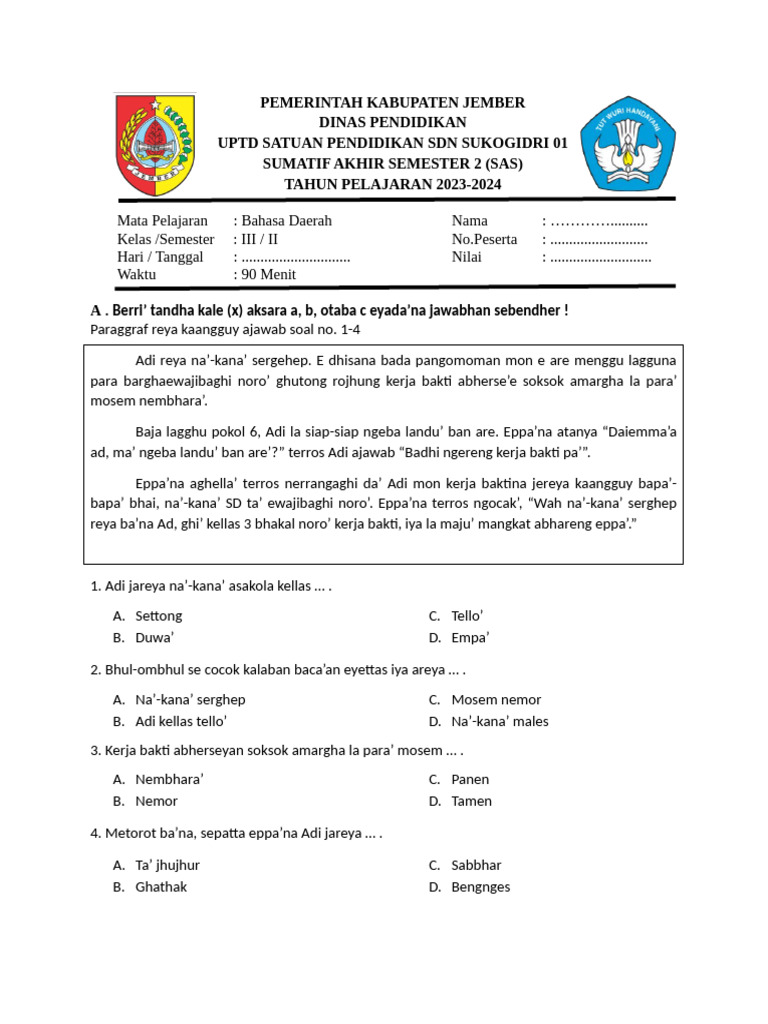 5 Cara Cepat Dapatkan Download Soal UKK Bhs Daerah Kelas KLS 3 Sebelum Ujian