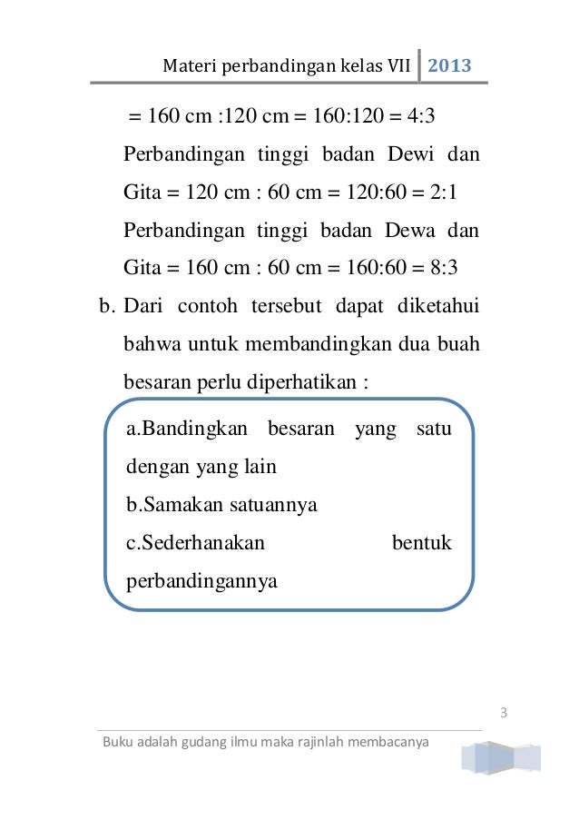 7 Contoh Soal Perbandingan Kelas 7 Kurikulum 2013 Semester 2 Beserta Pembahasan Lengkap yang Wajib Siswa Kuasai
