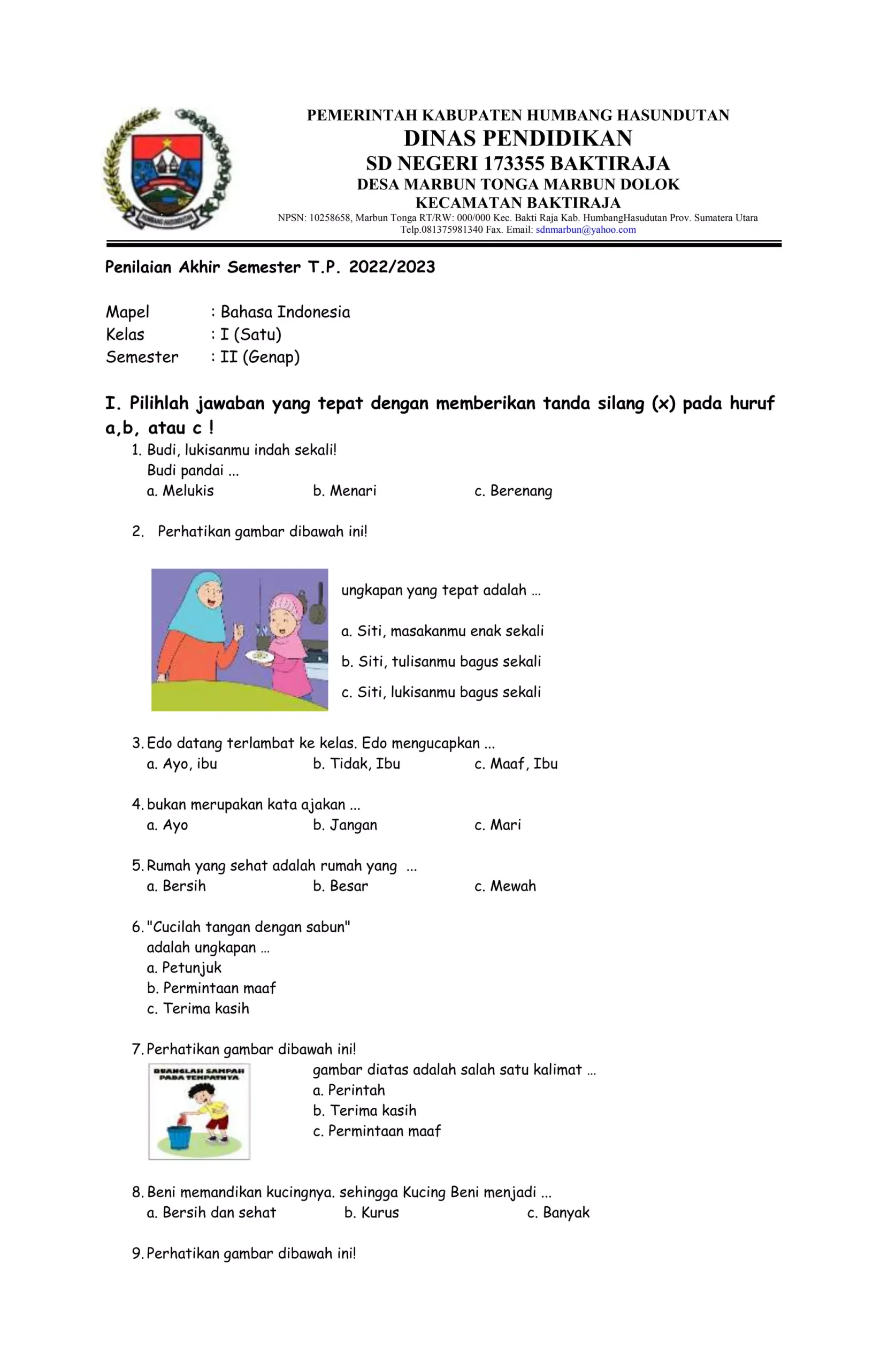 7 Contoh Soal Percakapan Kelas 1 SD Semester 2 yang Wajib Tahu Sebelum Ujian Dimulai