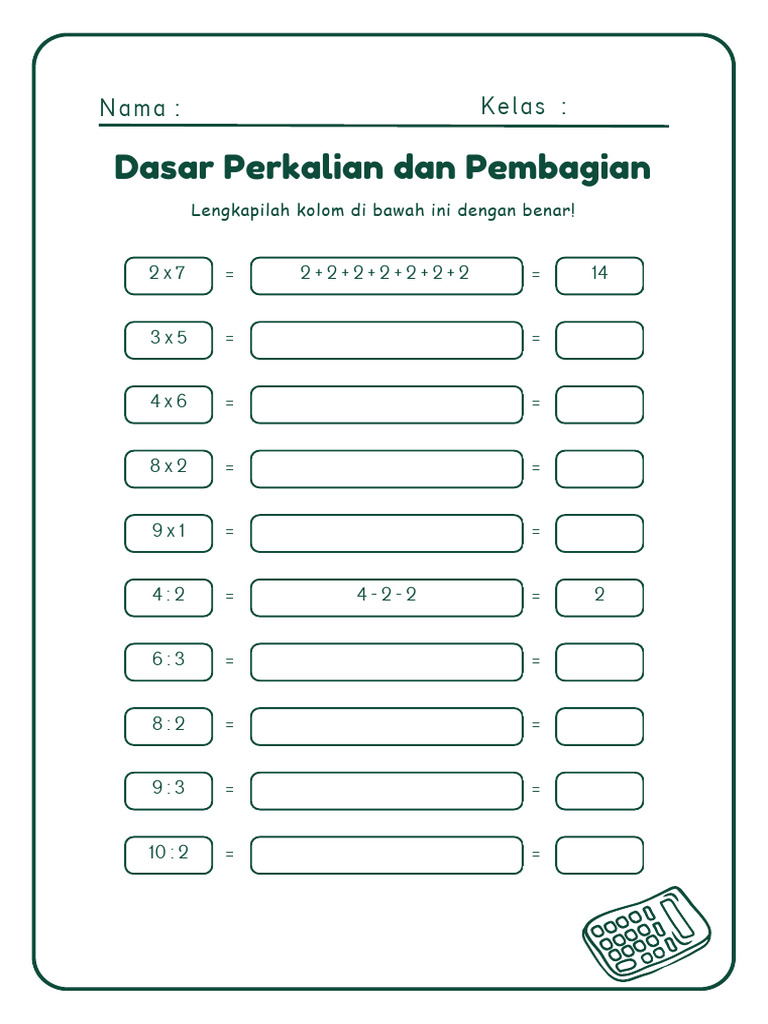 7 Contoh Soal Perkalian dan Pembagian Kelas 2 SD yang Wajib Dikuasai Sebelum UTS 2026