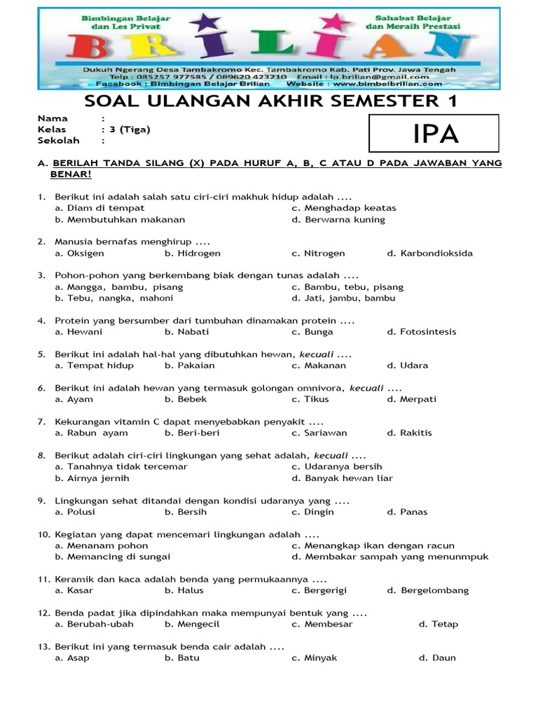 Ternyata Ini Dia Kunci Sukses UKK IPA Kelas 3 SD: Download Soal Semester 2 Paling Lengkap untuk Nilai 100
