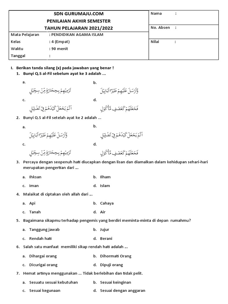 Ternyata Ini Rahasia Bank Soal Agama Islam Kelas 4 SD Semester 2 PDF yang Wajib Diketahui Orang Tua