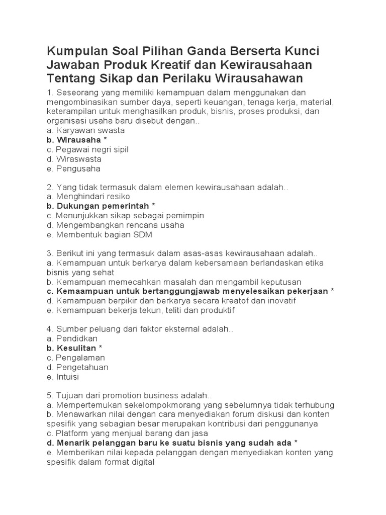Rahasia Lulus Ujian! Cek soal 1 pilihan ganda produk kreatif dan kewirausahaan kelas 12 Rahasia Lulus Ujian! Cek soal 1 pilihan ganda produk kreatif dan kewirausahaan kelas 12