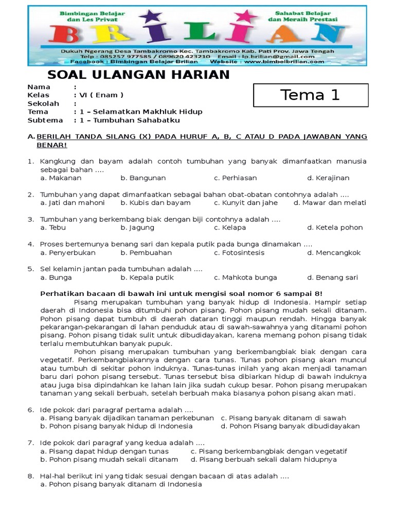 Rahasia Lulus Ujian di site bimbelbrilian.com soal k13 kelas 6 sd tema 1 Terbukti Ampuh Rahasia Lulus Ujian di site bimbelbrilian.com soal k13 kelas 6 sd tema 1 Terbukti Ampuh