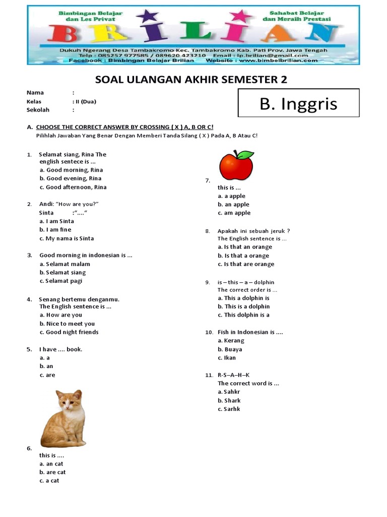 Wajib Tahu Bocoran Soal Bahasa Inggris Kelas 2 Bab 4 Agar Nilai Ujian Melonjak Wajib Tahu Bocoran Soal Bahasa Inggris Kelas 2 Bab 4 Agar Nilai Ujian Melonjak
