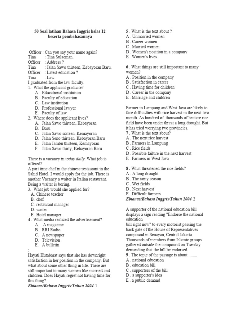 Wajib Tahu Bocoran soal bahasa inggris kelas 12 bab 2 kurikulum 2013 agar Lulus Wajib Tahu Bocoran soal bahasa inggris kelas 12 bab 2 kurikulum 2013 agar Lulus