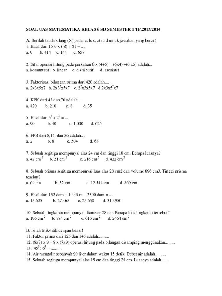 Wajib Tahu Rahasia Lulus Soal & Jawaban UAS Semester 1 Kelas 5 Kurikulum 2013 Wajib Tahu Rahasia Lulus Soal & Jawaban UAS Semester 1 Kelas 5 Kurikulum 2013